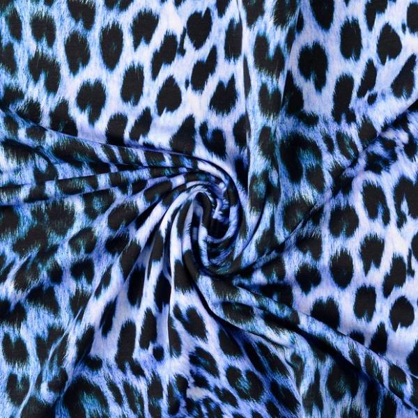 French Terry geraut digital – Tierfell-Motiv in Bleu